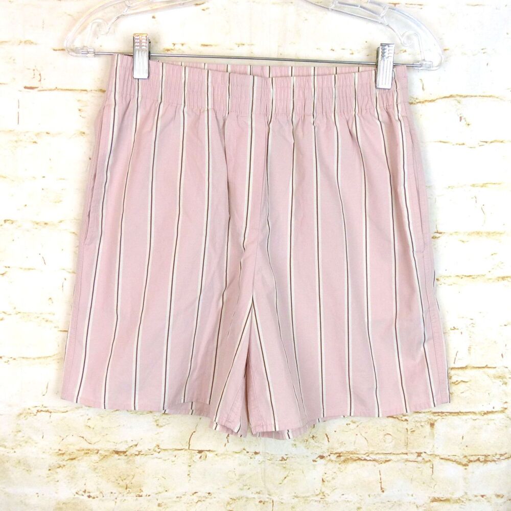 Babaton Aritzia Shorts Womens XS Pink Pinstripe Boxer Pull On Pockets Lounge